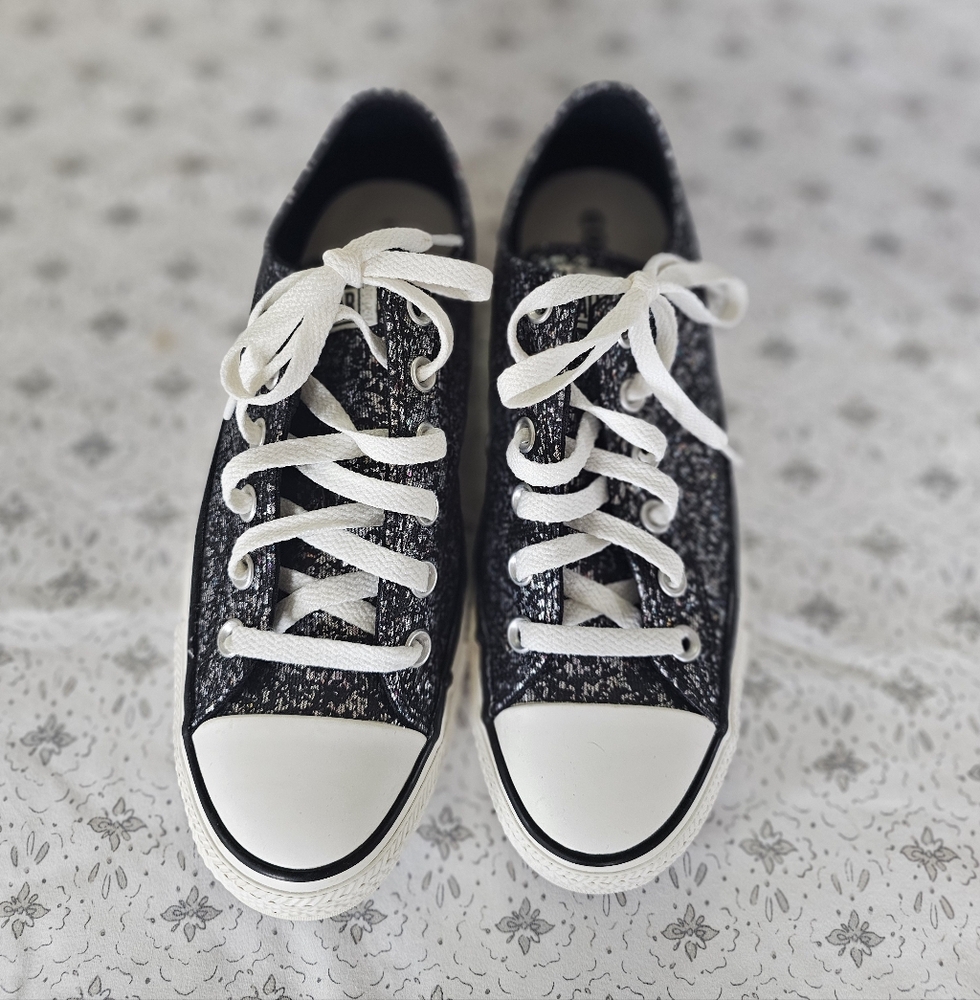 Converse Chuck Taylor Black & Silver Metallic Glitter - Picture 4 of 6